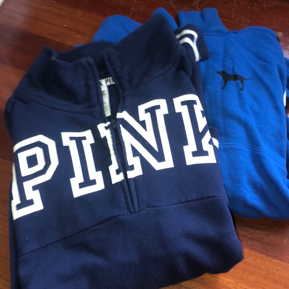 Two Victoria secret blue hoodies